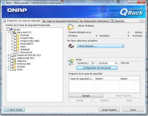 QNAP Qback modo avanzado
