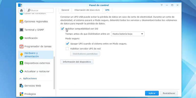 Instalar un SAI en Synology paso 04