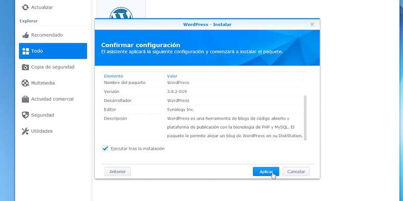 Synology instalar wordpress 07