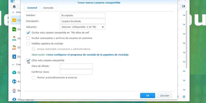 cifrar carpeta compartida synology