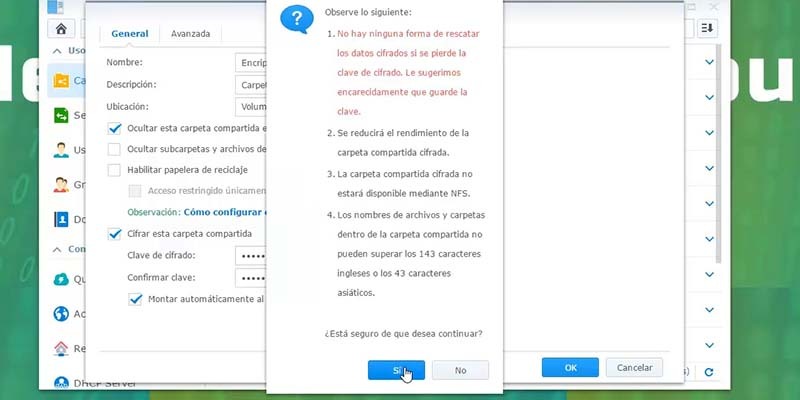tutorial encriptar carpetas en Synology