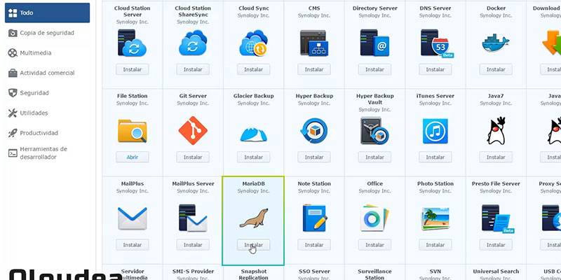 Centro de paquetes Synology
