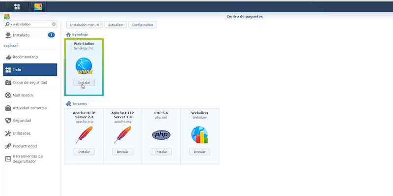 Synology instalación Web Station 