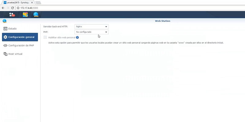 tutorial servidor web en Synology