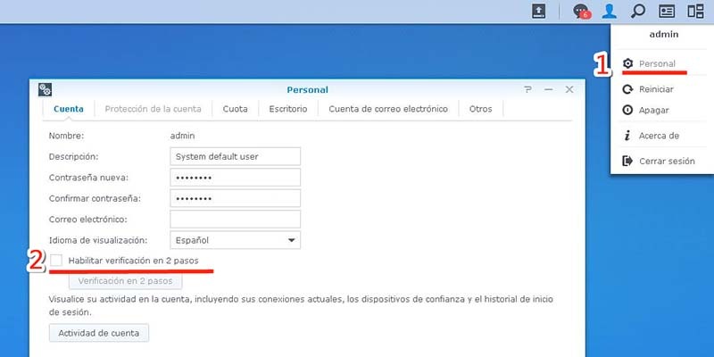asegurar los datos en Synology