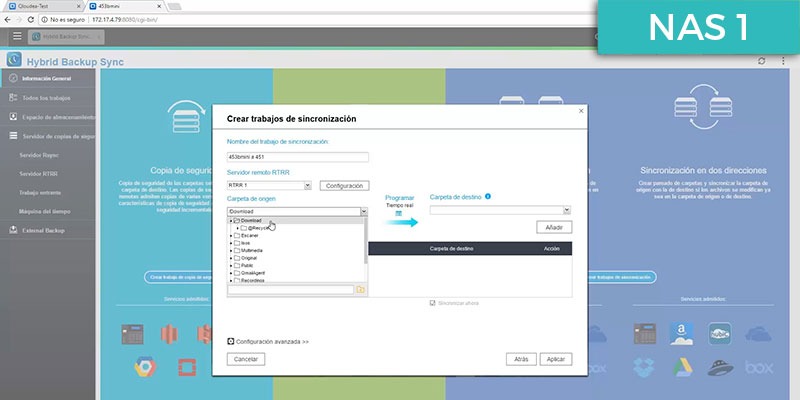 sincronizar archivos entre servidores QNAP