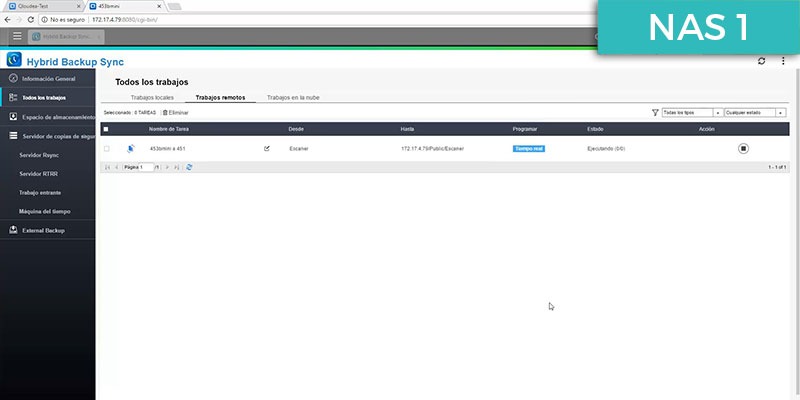 Configuración sincronización entre NAS