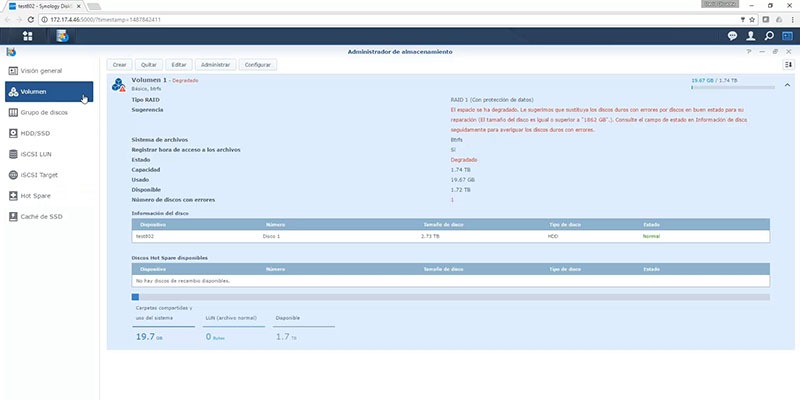 Discos en Servidor Synology