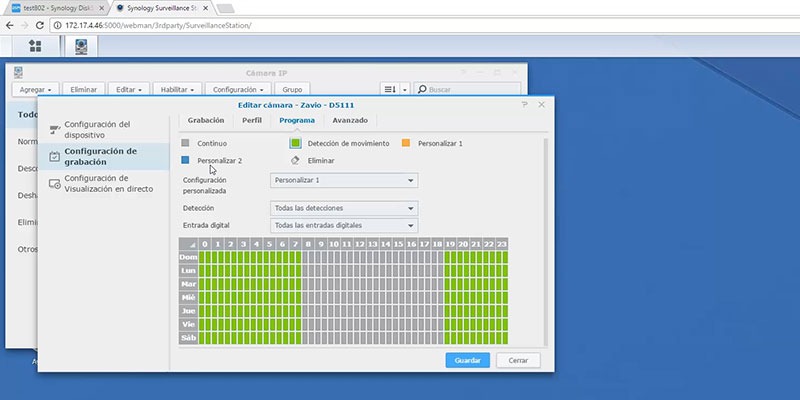 Cámara IP personalizar grabación