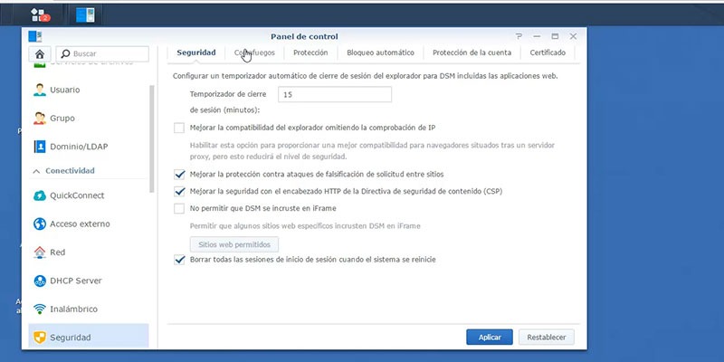panel de control synology