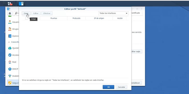 crear regla synology