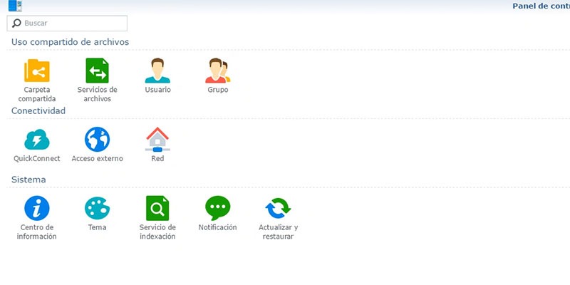 Panel de control Synology
