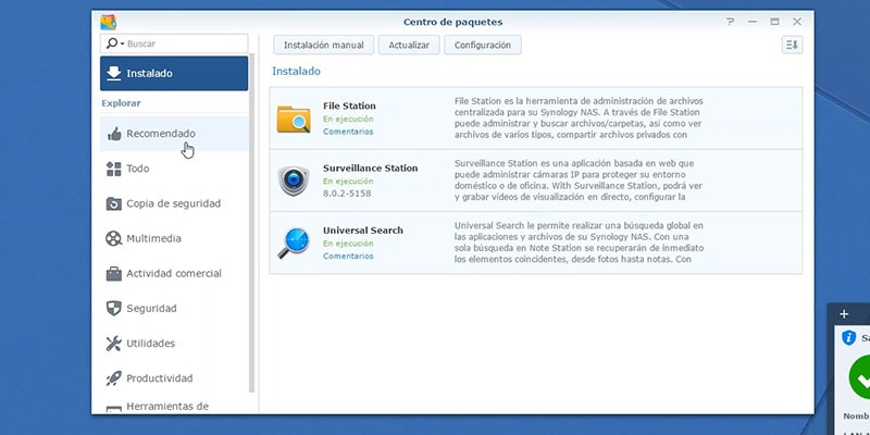 Centro de paquetes Synology