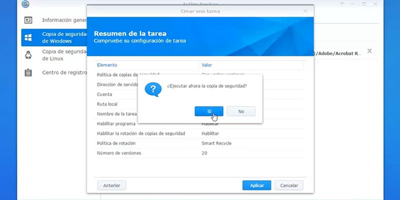 ejecutar copia de seguridad