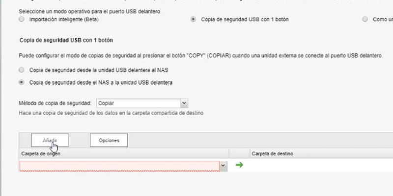 Copia de seguridad desde NAS a USB