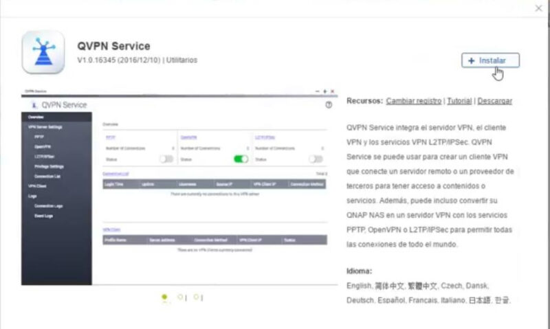  QVPN aplicación QNAP 