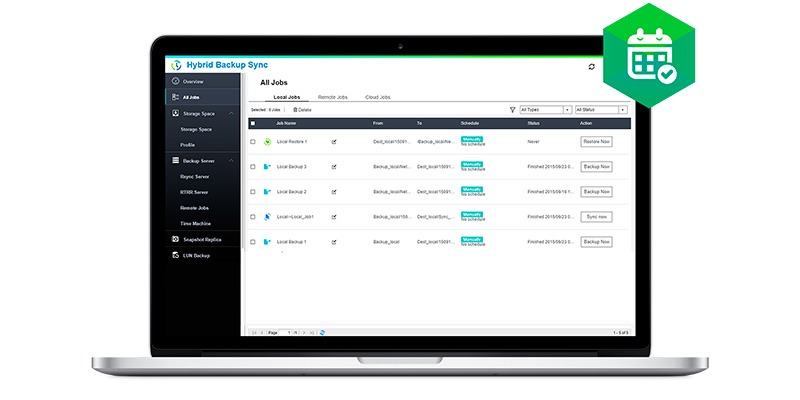 Gestión de tareas en Hybrid Backup Sync