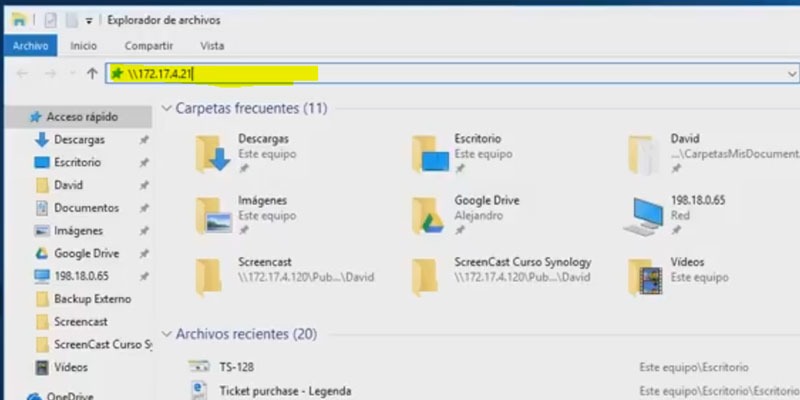 administrar archivos desde una dirección IP