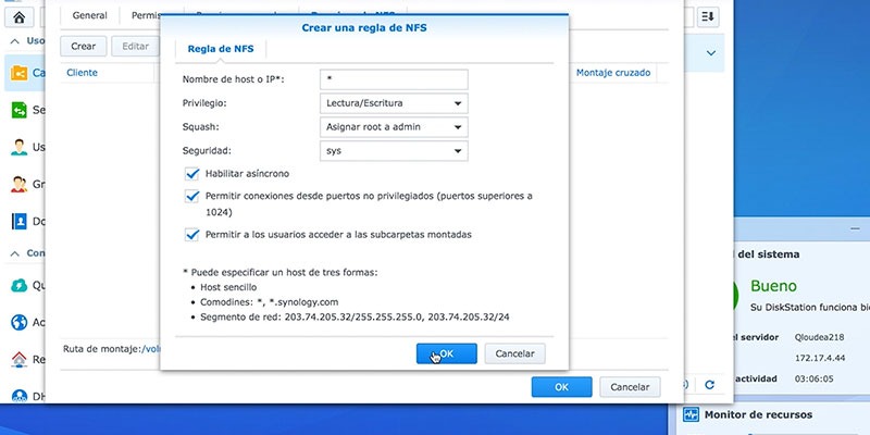 Crear una regla de NFS