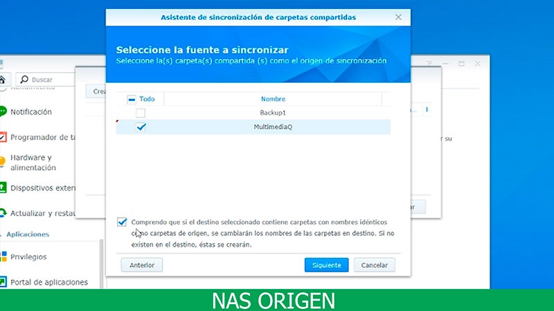 carpeta origen servidor synology