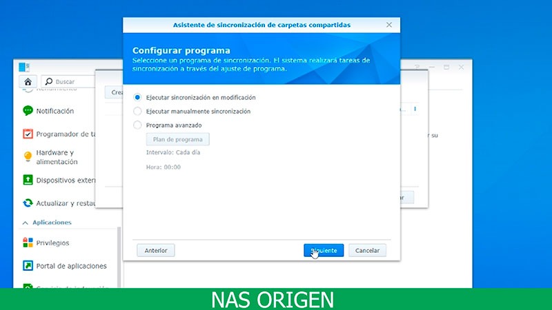 ejecución de modificación en Synology