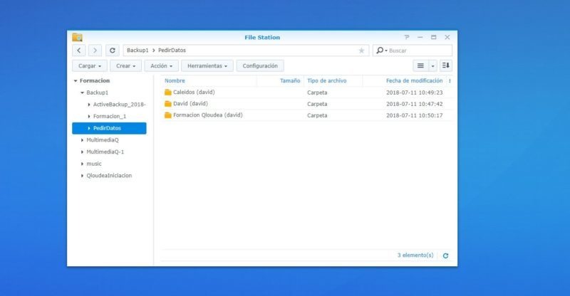 synology Carpetas solicitud