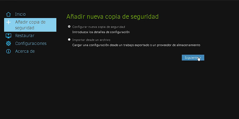 Añadir copia de seguridad