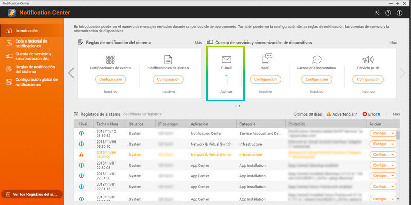 Activar notificaciones en Qnap