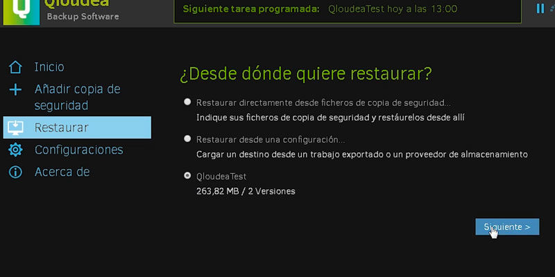  recuperar una copia de seguridad nube qloudea