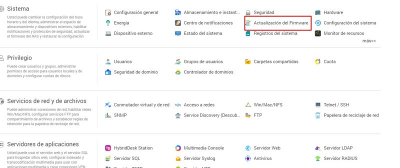 Actualización del Firmware en QNAP