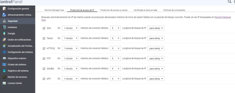 rotección de acceso IP