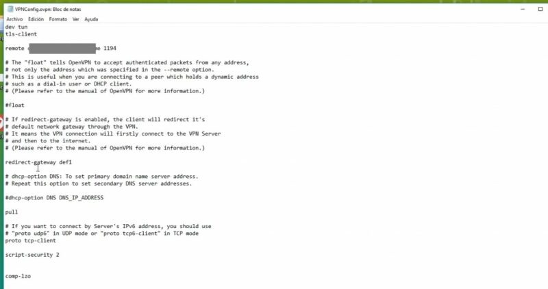 Activar el Redirect-gateway Activamos el Redirect-gateway