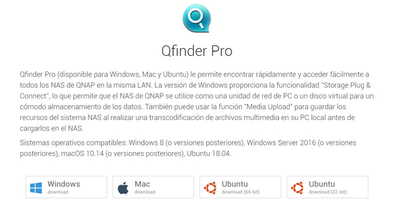 Descargar Qfinder Pro de QNAP