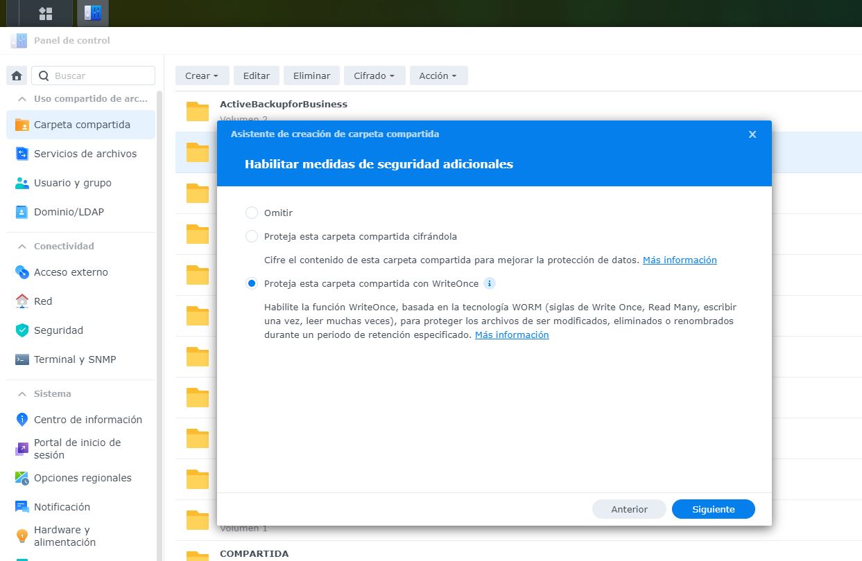 Carpetas Inmutables Synology