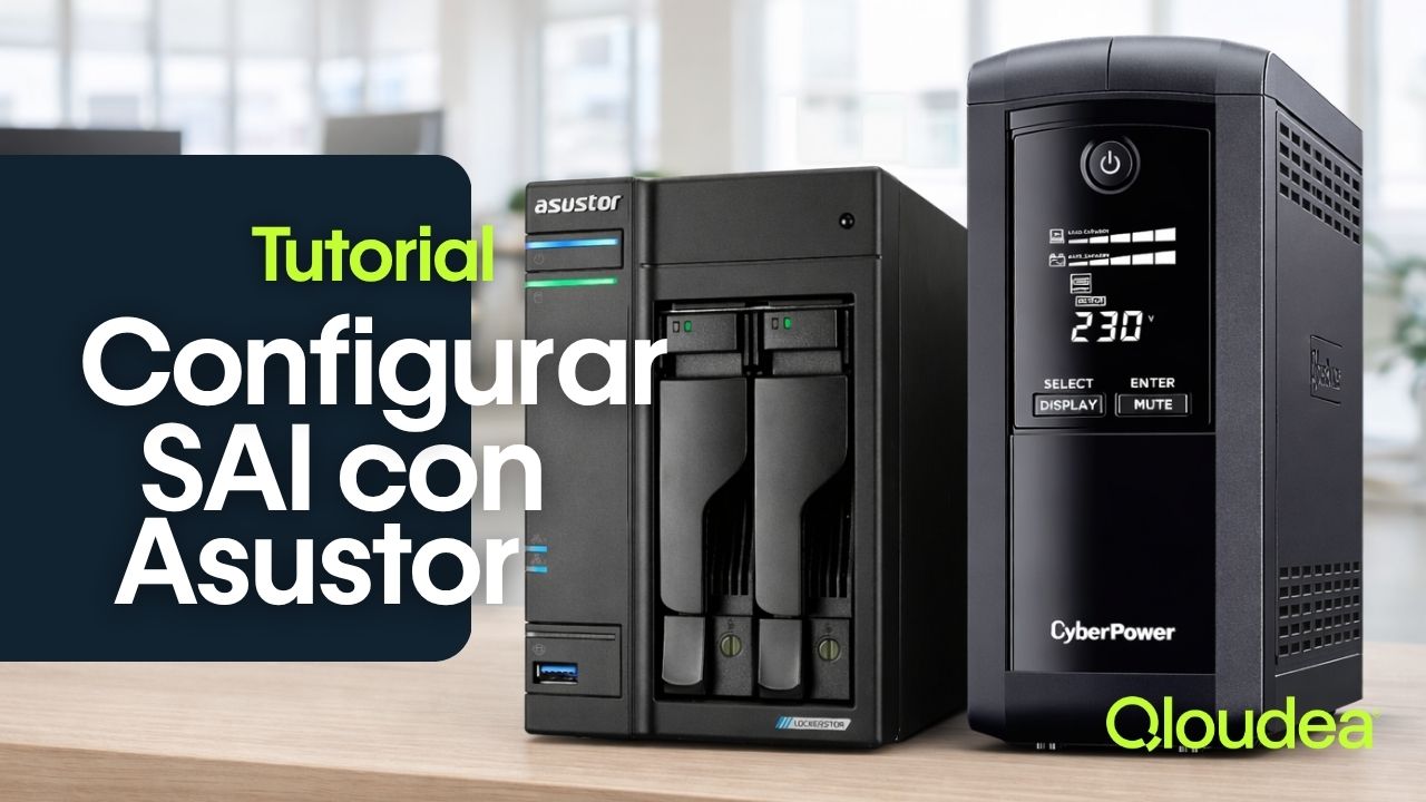Conexiones y cables para conectar el SAI con el NAS Asustor a la corriente eléctrica